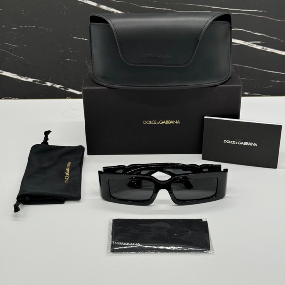 NEW DG6197 501/87 DOLCE&GABBANA BLACK SQUARE WOMEN SUNGLASSES - Picture 9 of 9